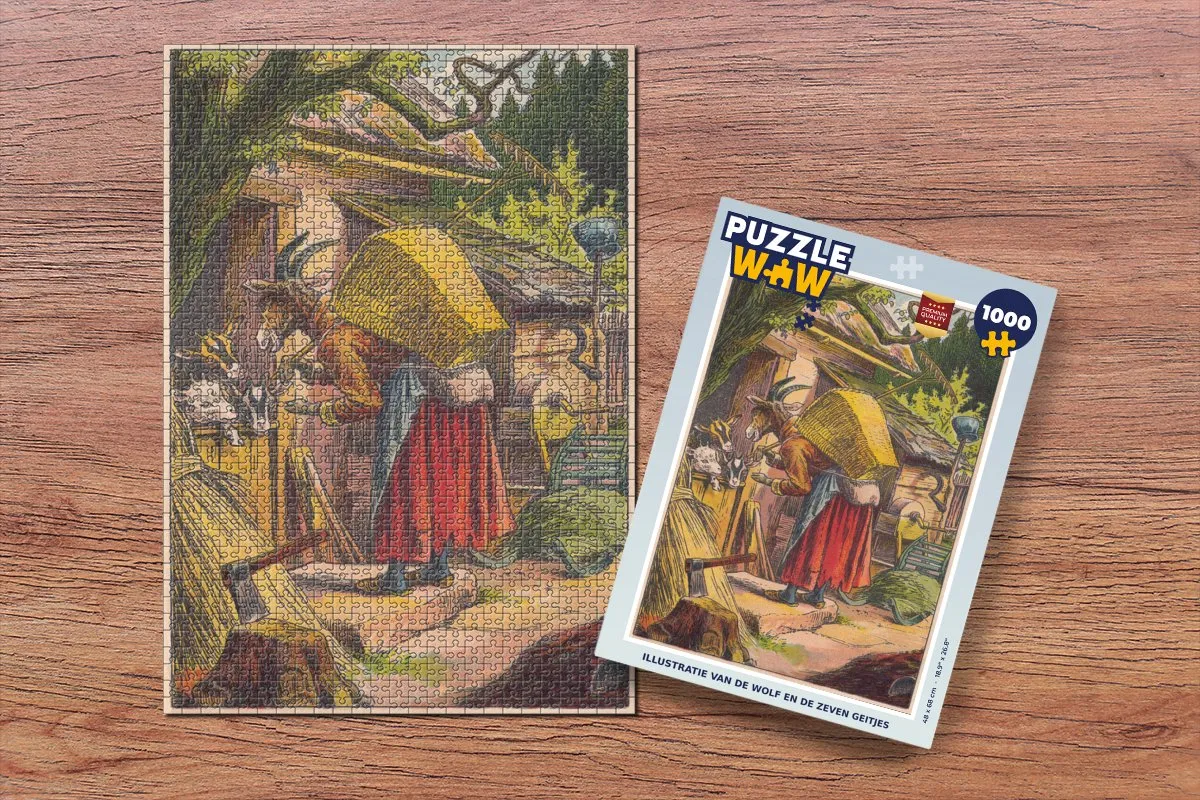 PuzzleWow Legpuzzel Wolf en de Zeven Geitjes 1000 Stuks - Multicolor