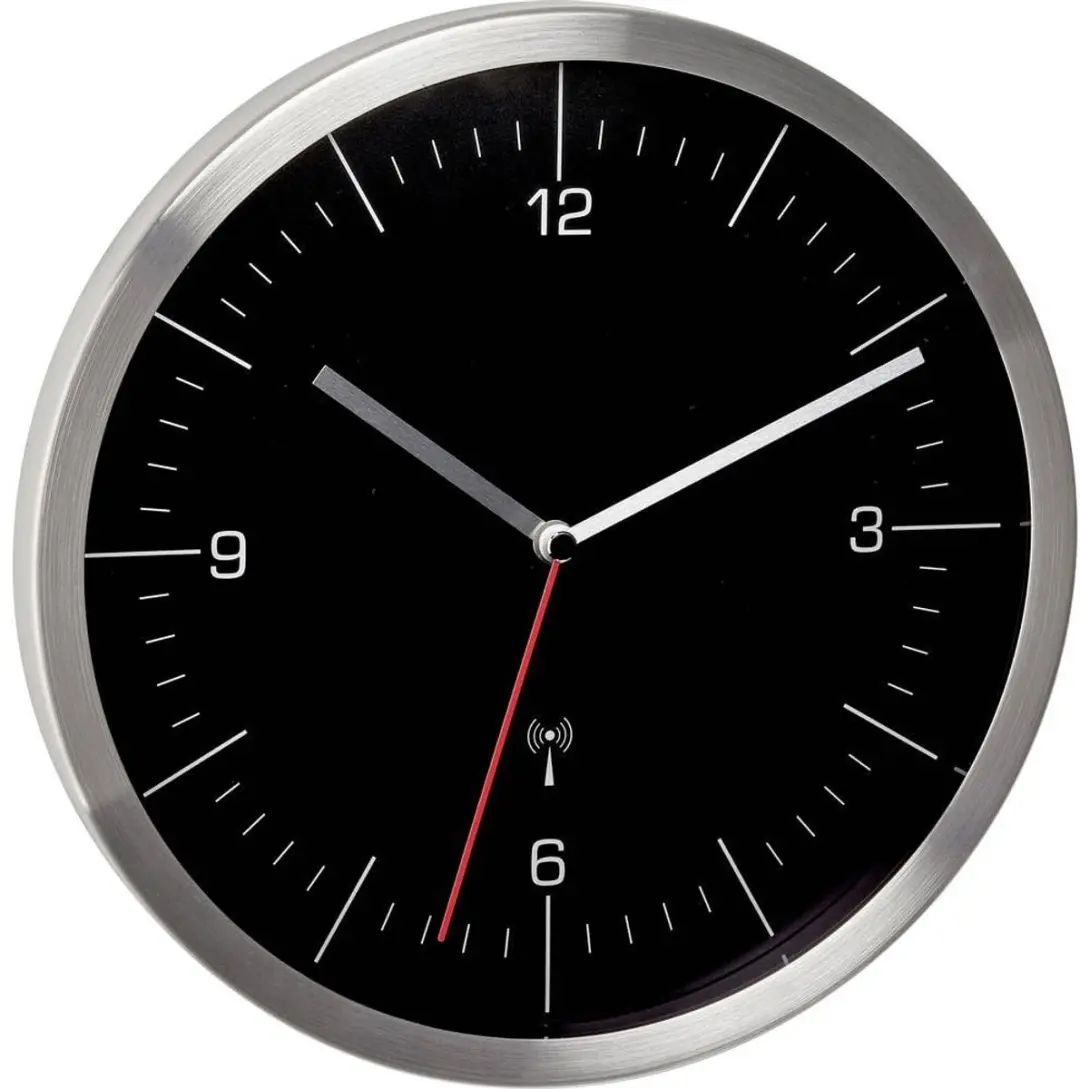 TFA Dostmann 60.3544.01 Zendergestuurde Wandklok - RVS - afbeelding 2 van 4