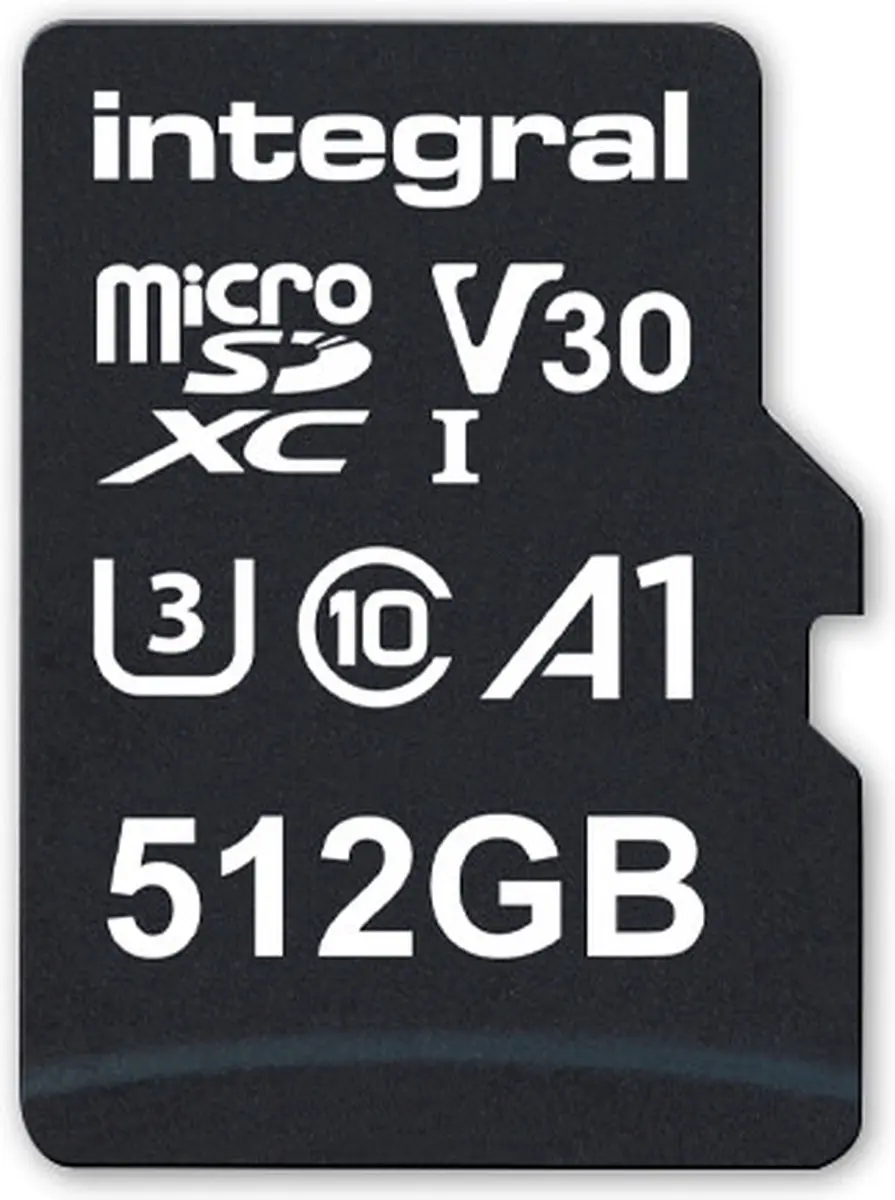 Integral High Speed microSDXC Card 512GB V30 class 10 up to 100MB/s read 45MB/s