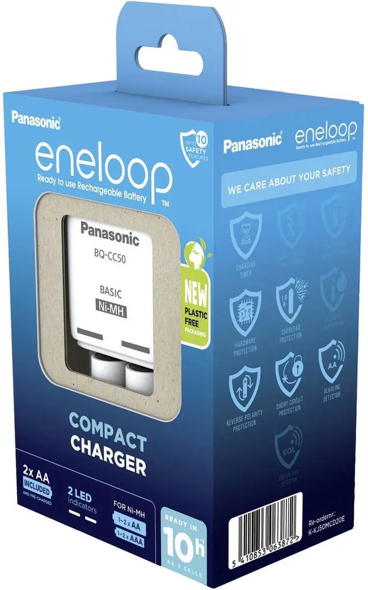 Panasonic BQ-CC50 Lader + 2x AA Eneloop 2000mAh - afbeelding 3 van 4