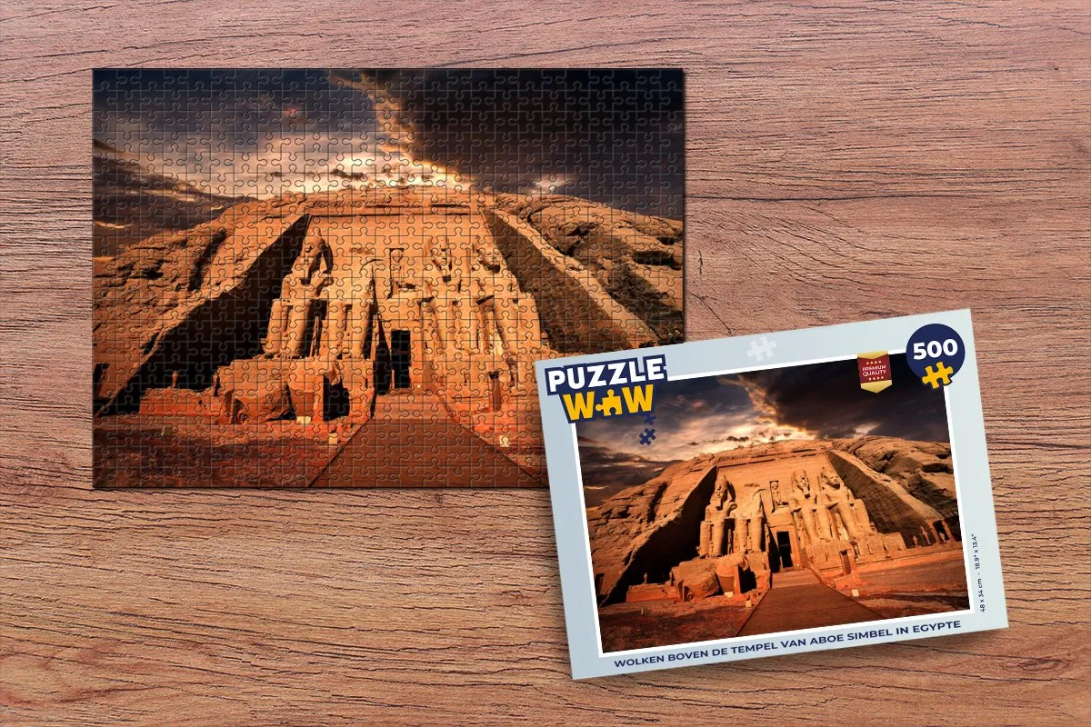 PuzzleWow Wolken boven de Tempel van Aboe Simbel Legpuzzel 500 Stuks - Multicolor