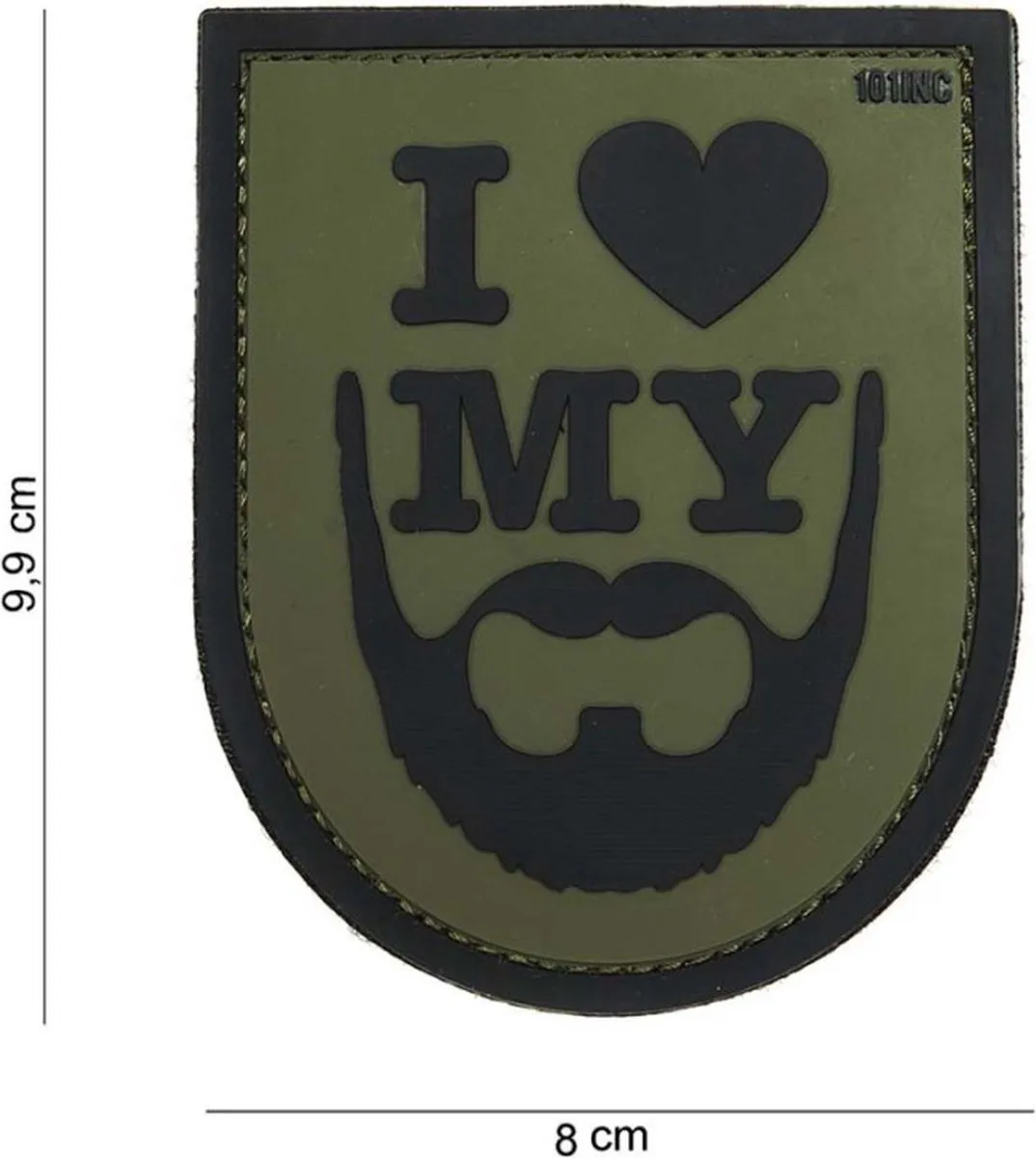 101 Inc Embleem 3D Pvc I Love My Beard Groen