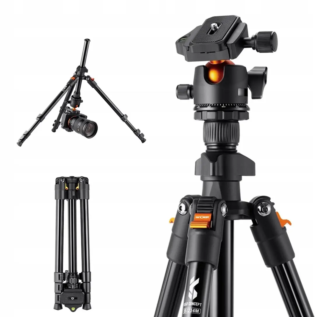 K&F Concept Statief K234A0: 163cm, Kogelkop, Smartphonehouder