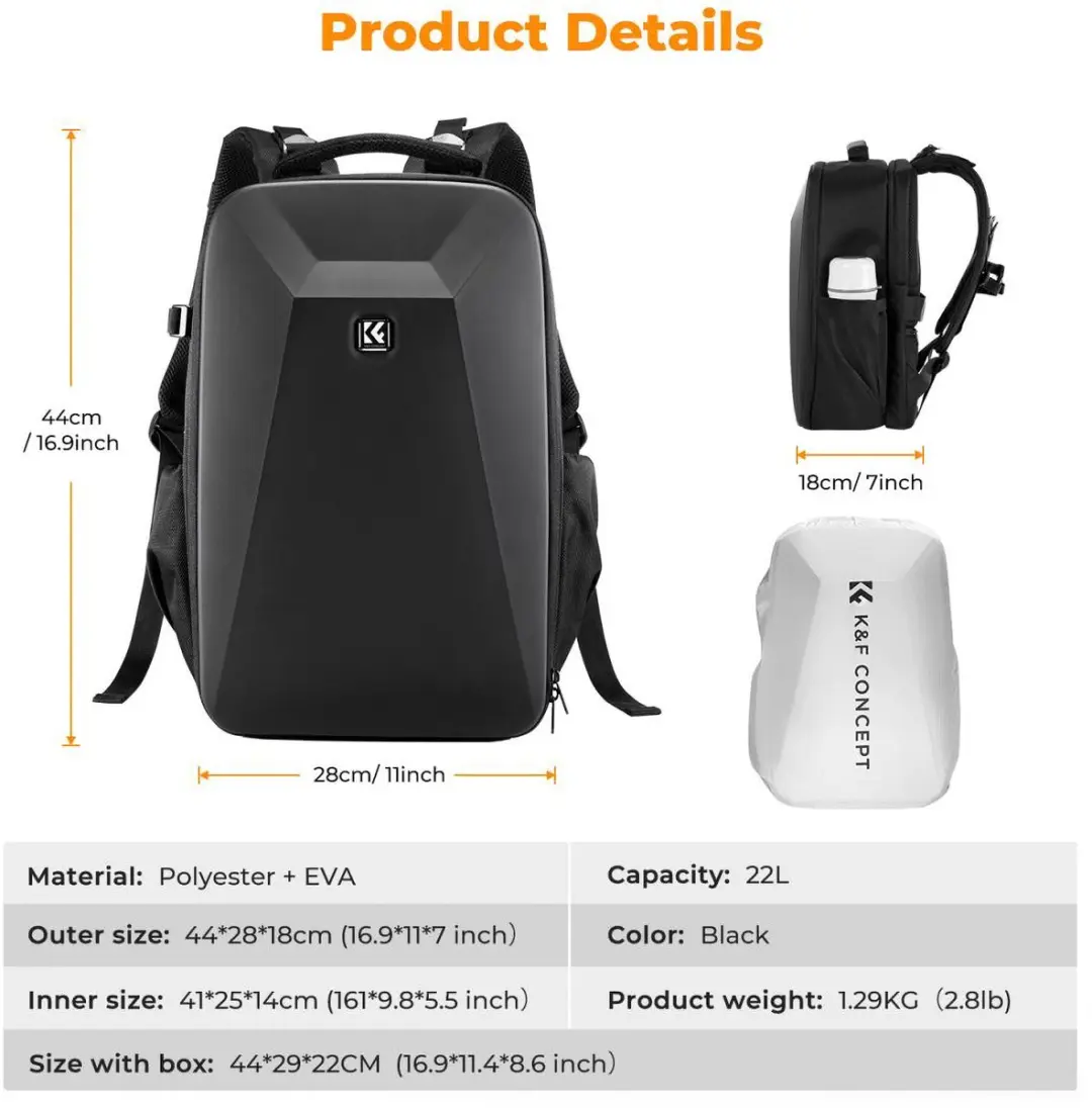 K&F Concept Hardshell Camera Rugzak 22L - afbeelding 3 van 6