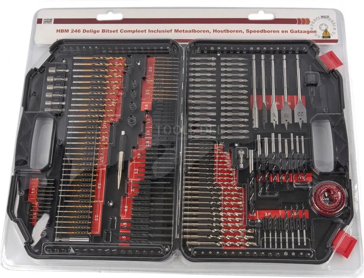 HBM 246-delige Bitset - Metaal-, hout- en speedboren