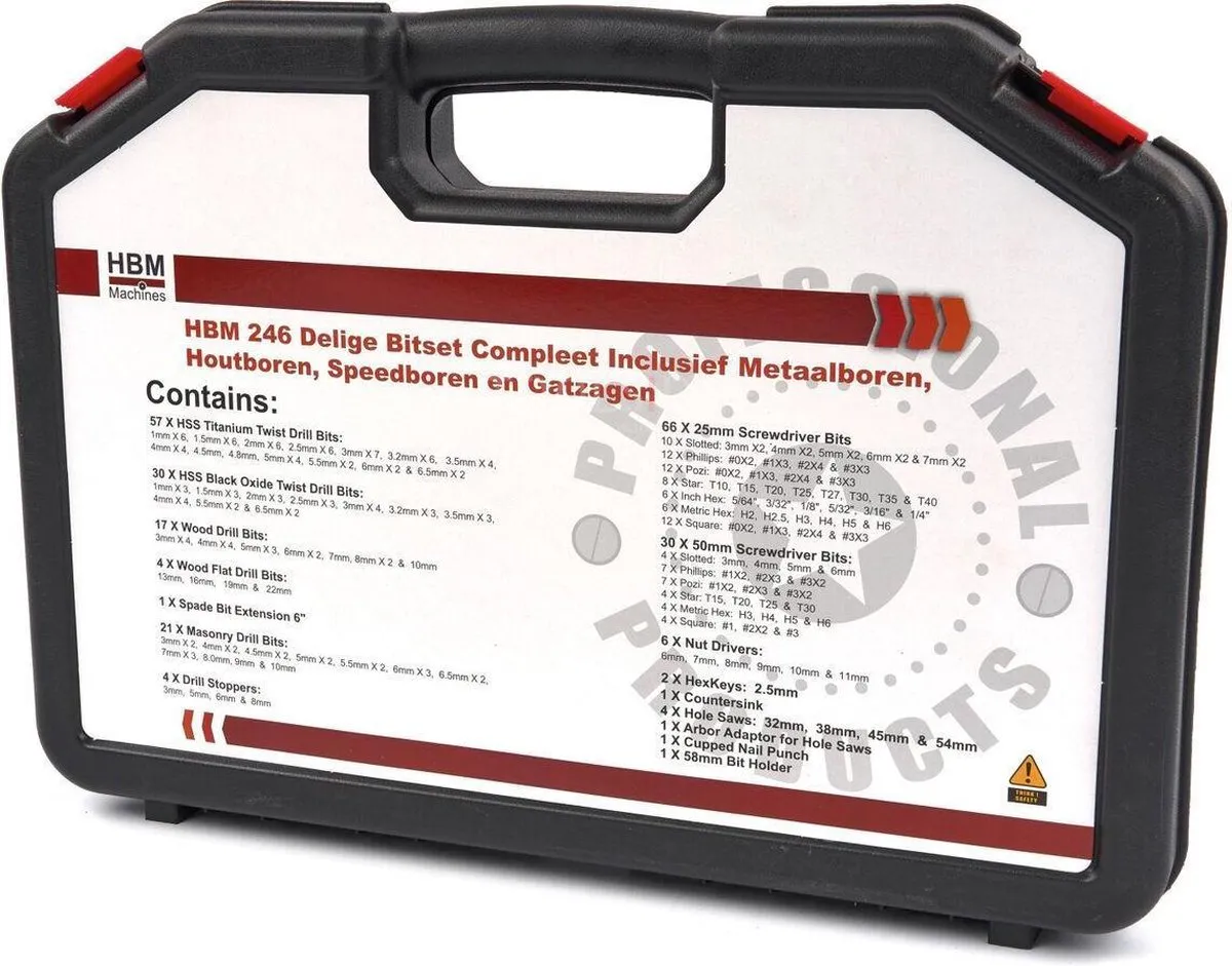 HBM 246-delige Bitset - Metaal-, hout- en speedboren