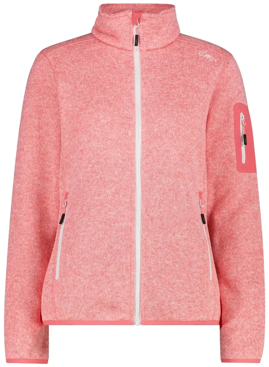 CMP Knit-Tech Fleece met Rits Dames - Koraal/Wit - M - afbeelding 3 van 6