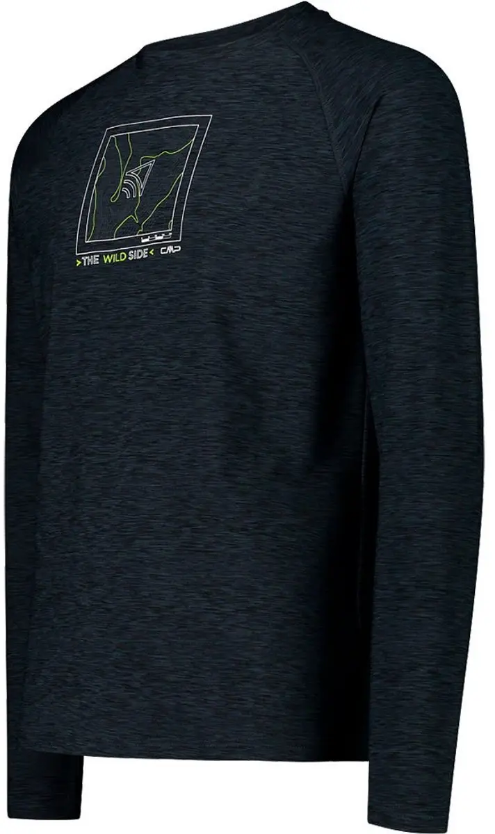 CMP Heren T-shirt met Lange Mouwen - Black Mel/Acid - 54 - afbeelding 3 van 3