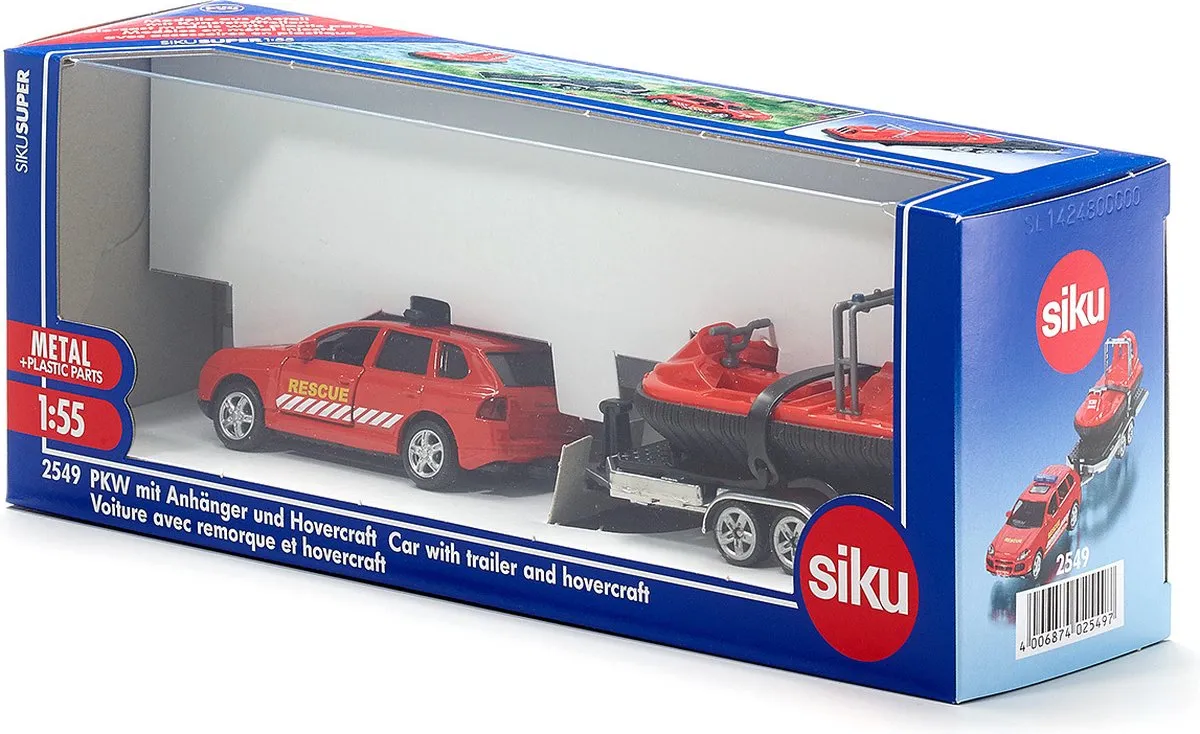 SIKU 2549 Auto met Aanhanger en Hovercraft - Rood - afbeelding 2 van 6