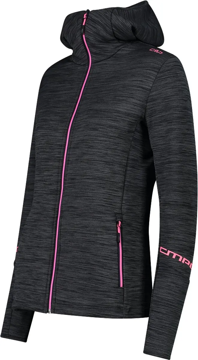 CMP Dames Fleece met Capuchon - Zwart/Antraciet - afbeelding 2 van 6