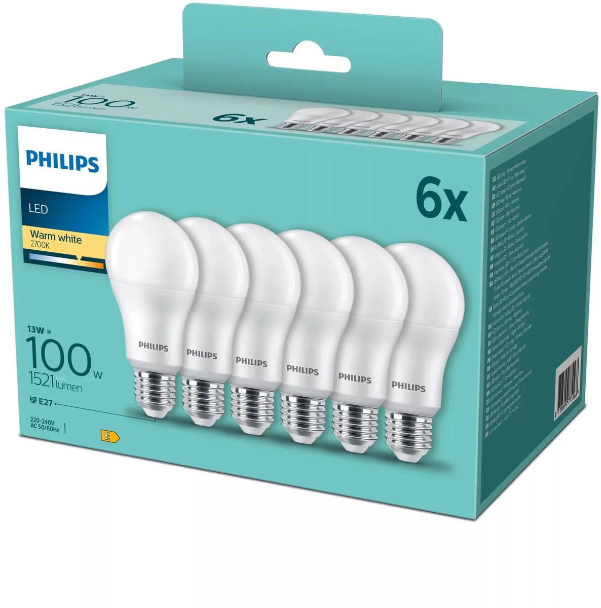 Philips CorePro LEDBulb A60 E27 13W 2700K - 6 Stuks - Mat