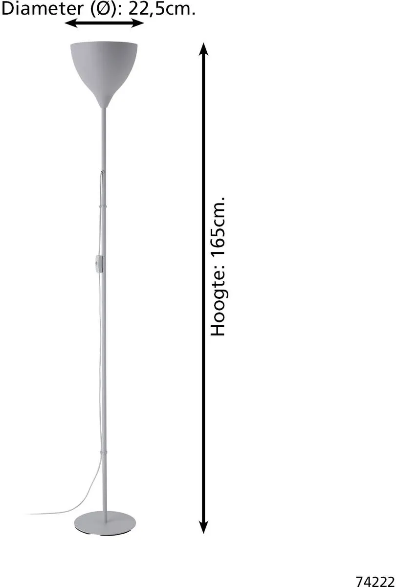Eglo Vilastrosi-E Vloerlamp E27 165cm - Zilver - afbeelding 6 van 6