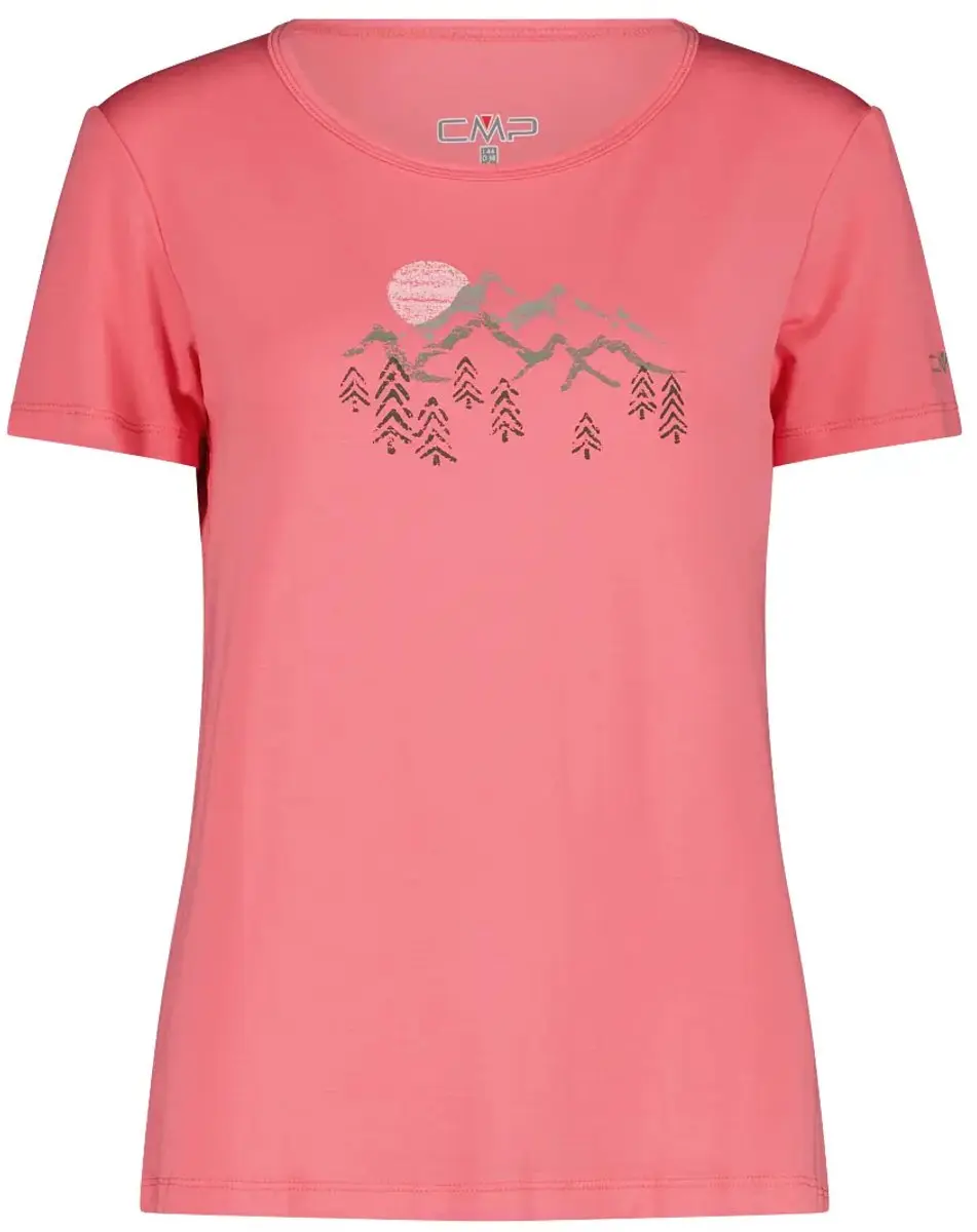CMP Bamboe T-shirt met Bloemenprint Dames - Koraal - afbeelding 5 van 6