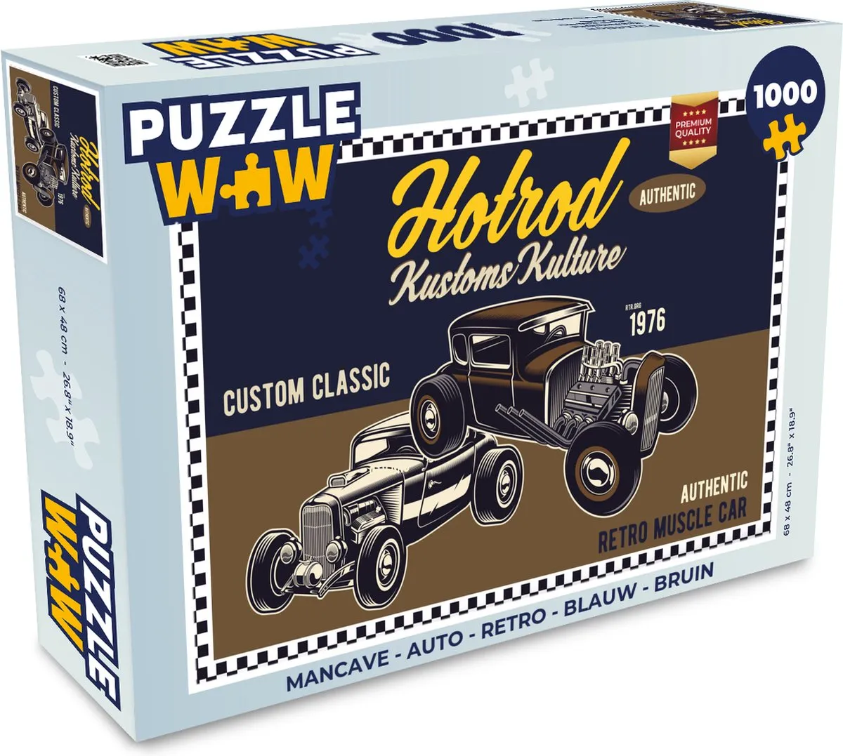 PuzzleWow Mancave Auto Retro Legpuzzel 1000 Stuks