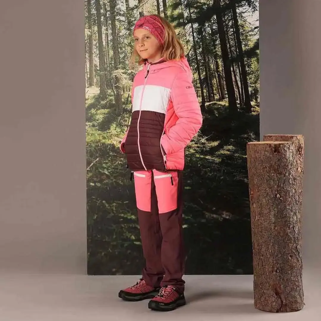 CMP Meisjesjack met Capuchon - Plum/Pink Fluo - 140 - afbeelding 3 van 4