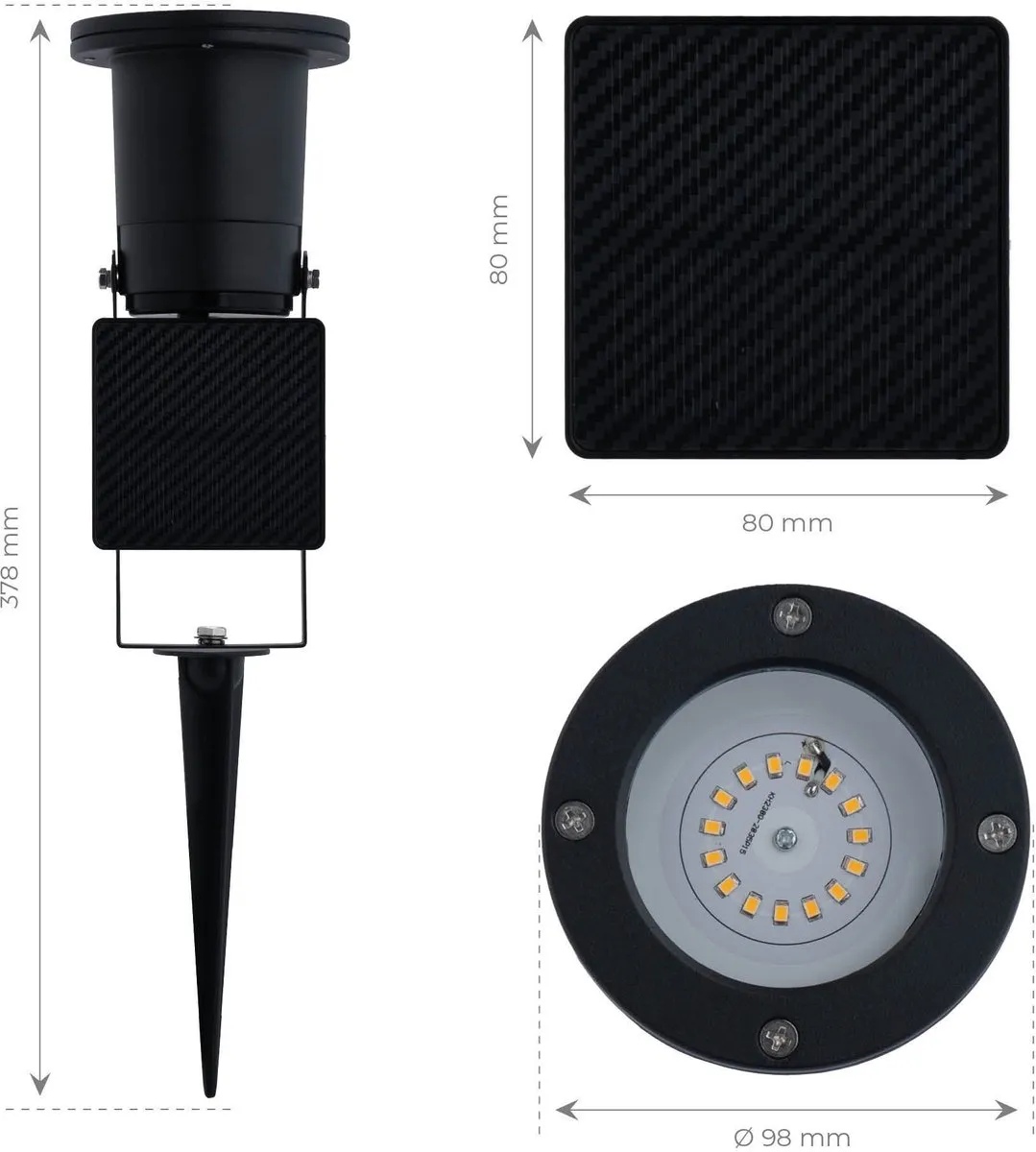 LEDVION 6x Solar Prikspot 0.29W 3000K - Zwart - afbeelding 6 van 6