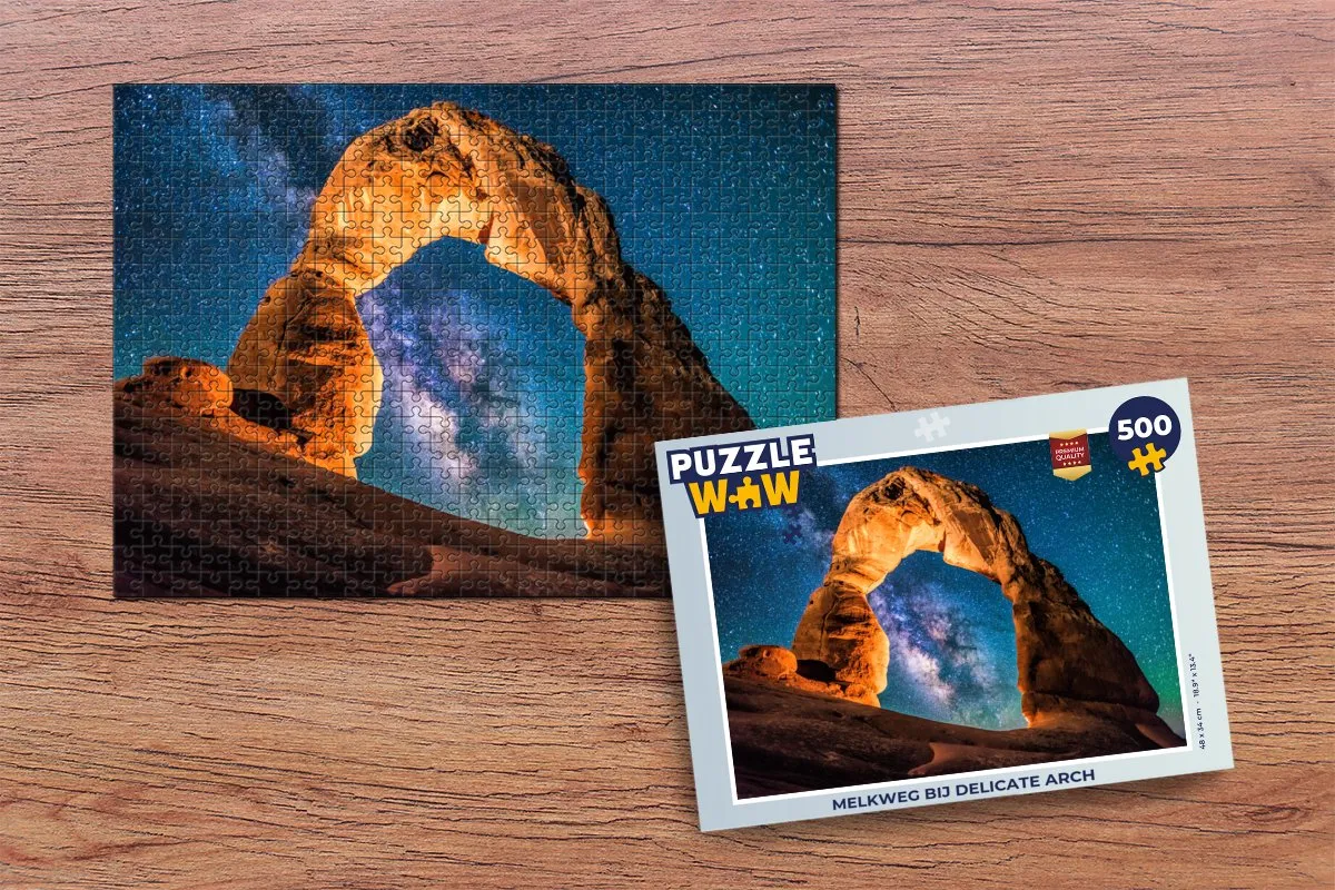 PuzzleWow Melkweg bij Delicate Arch Legpuzzel 500 Stuks - Multicolor