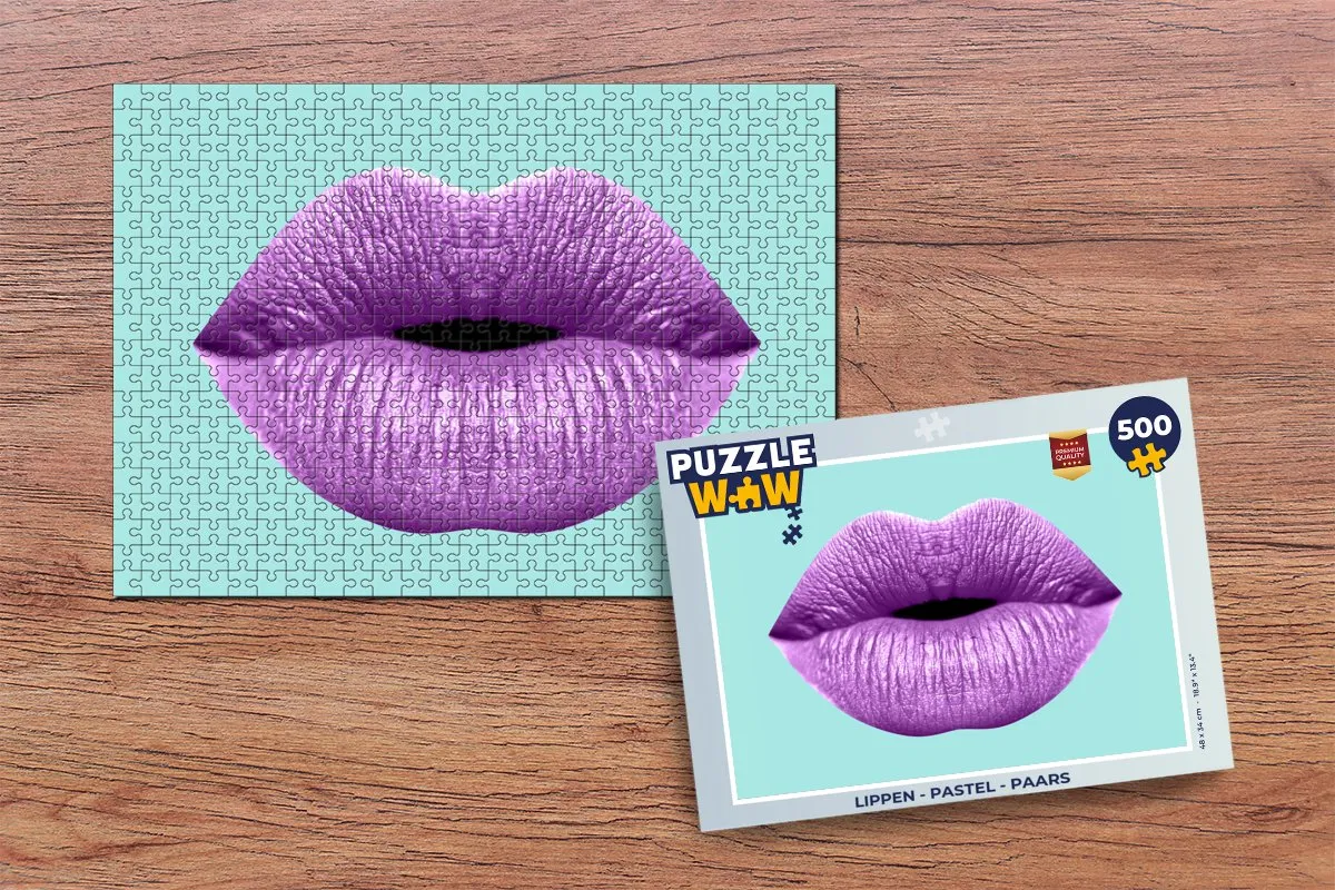 PuzzleWow Lippen Pastel Paars Legpuzzel 500 Stuks - MPN 7421647414471