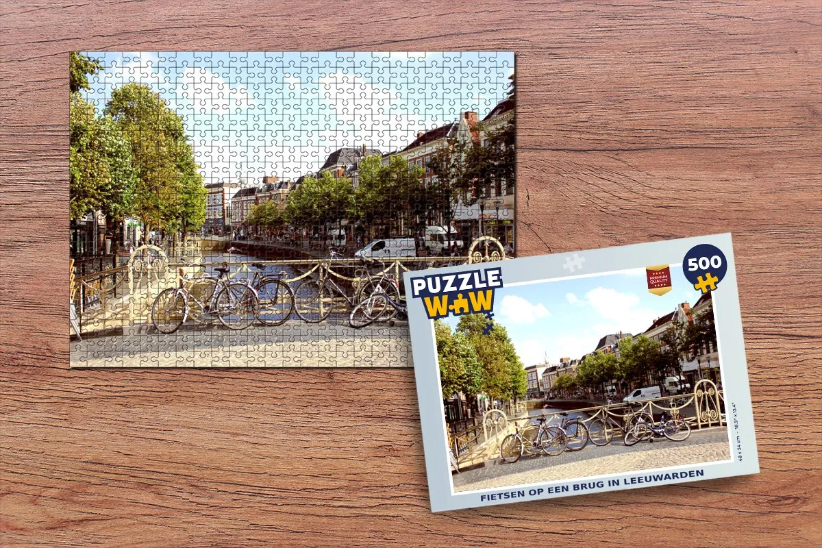 PuzzleWow Leeuwarden Brug Fiets Legpuzzel 500 Stuks - Multicolor