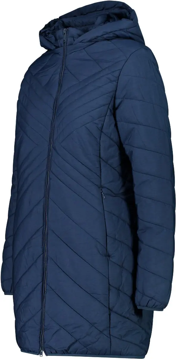 CMP Lange Gewatteerde Damesjas met Capuchon - Blauw - afbeelding 2 van 4