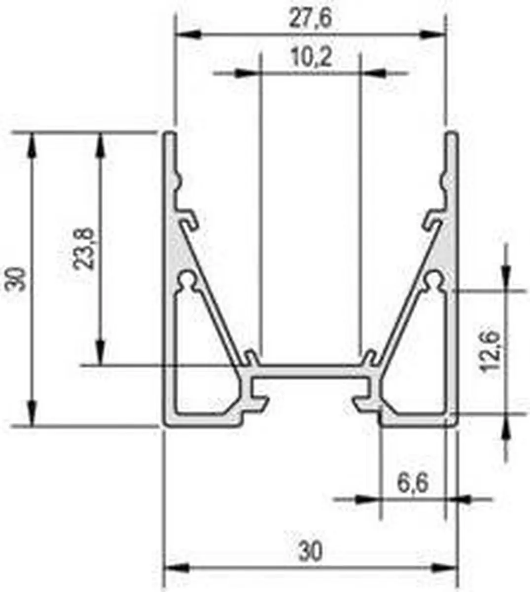 Barthelme 62399811 62399811 Profiel Aluminium (l x b x h) 1000 x 30 x 30 mm 1 stuk(s) - afbeelding 3 van 4