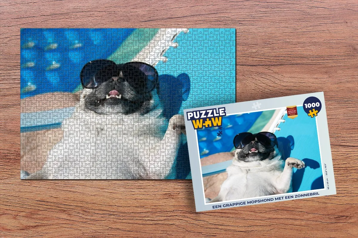 PuzzleWow Hond Zonnebril Puzzel 1000 Stuks - Multicolor