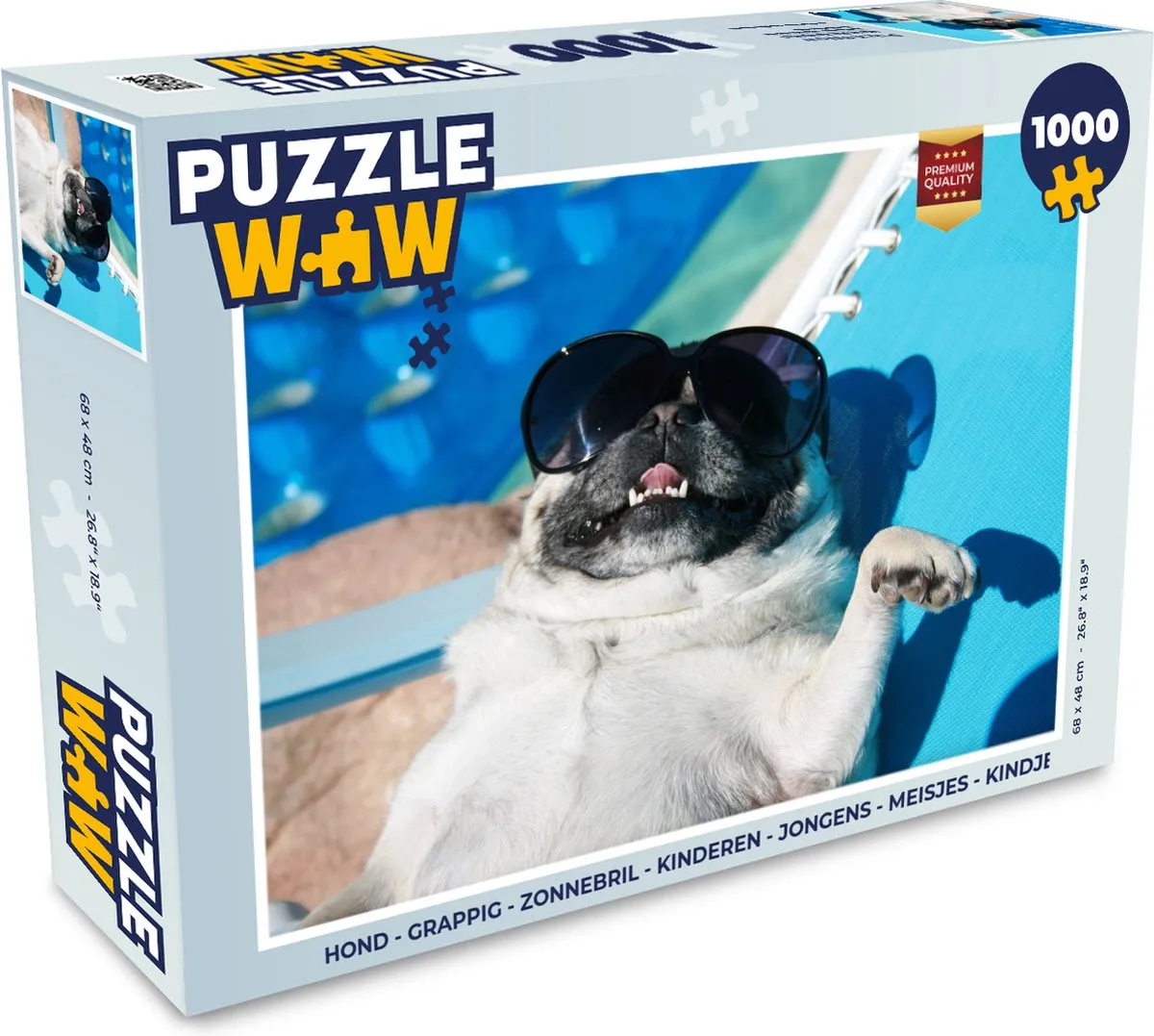 PuzzleWow Hond Zonnebril Puzzel 1000 Stuks