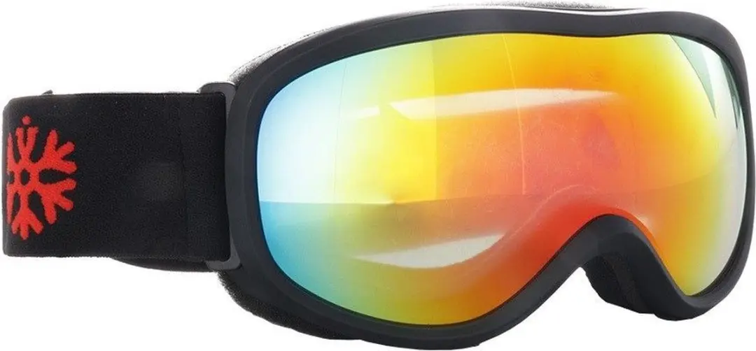 Skibril voor Kinderen Mat Zwart met Rood Spiegelglas