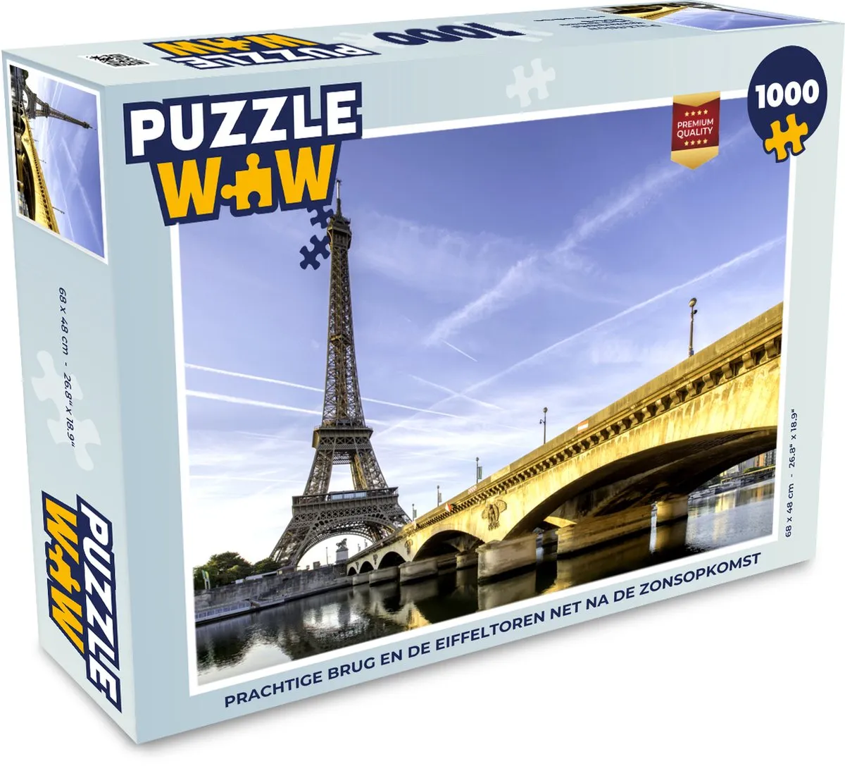 PuzzleWow Legpuzzel 1000 Stuks - Prachtige Brug & Eiffeltoren - Multicolor