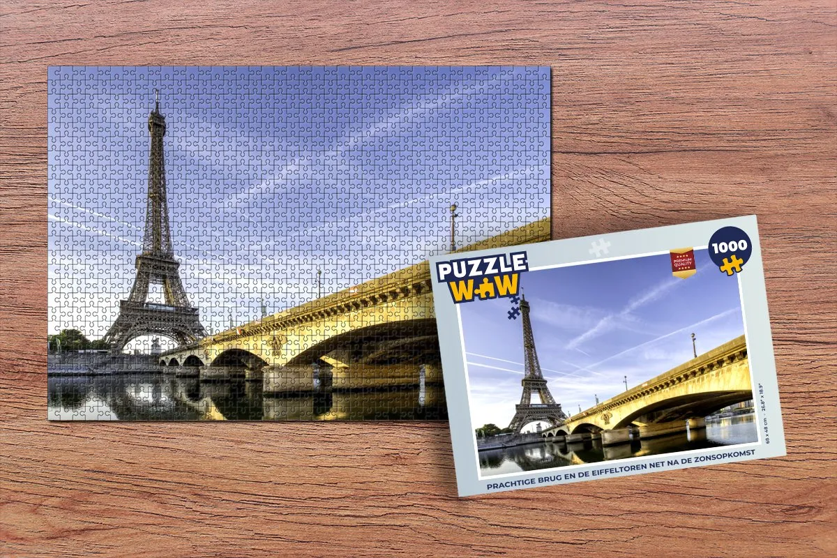 PuzzleWow Legpuzzel 1000 Stuks - Prachtige Brug & Eiffeltoren - Multicolor