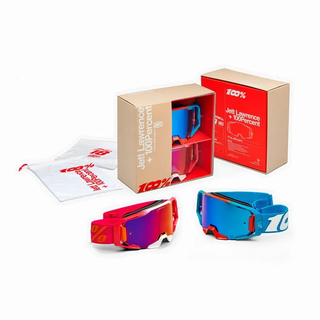 100% ARmatic Motorcrossmasker Jett Lawrence Editie - Cherry/Blue - afbeelding 6 van 6