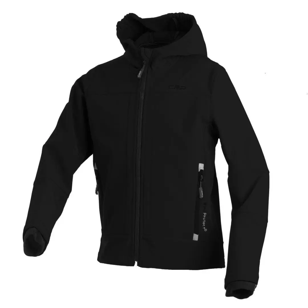 CMP Hood Fix Softshell Kinderjack - Zwart - 140 - afbeelding 2 van 6