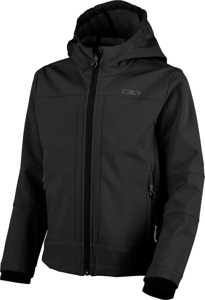 CMP Hood Fix Softshell Kinderjack - Zwart - 140 - afbeelding 6 van 6