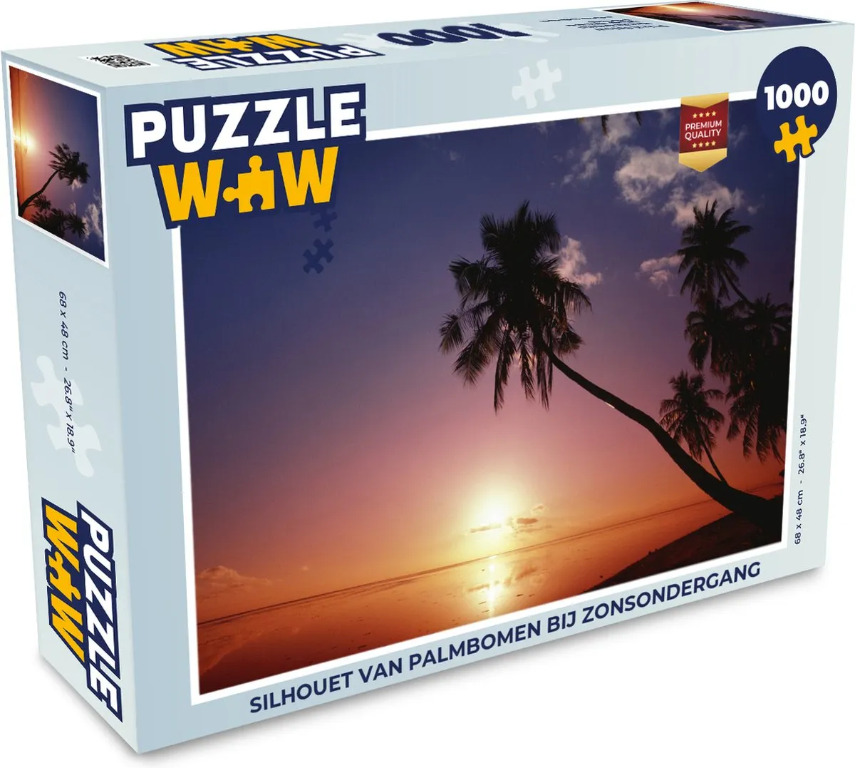 PuzzleWow Legpuzzel Silhouet Palmbomen Zonsondergang 1000 Stuks