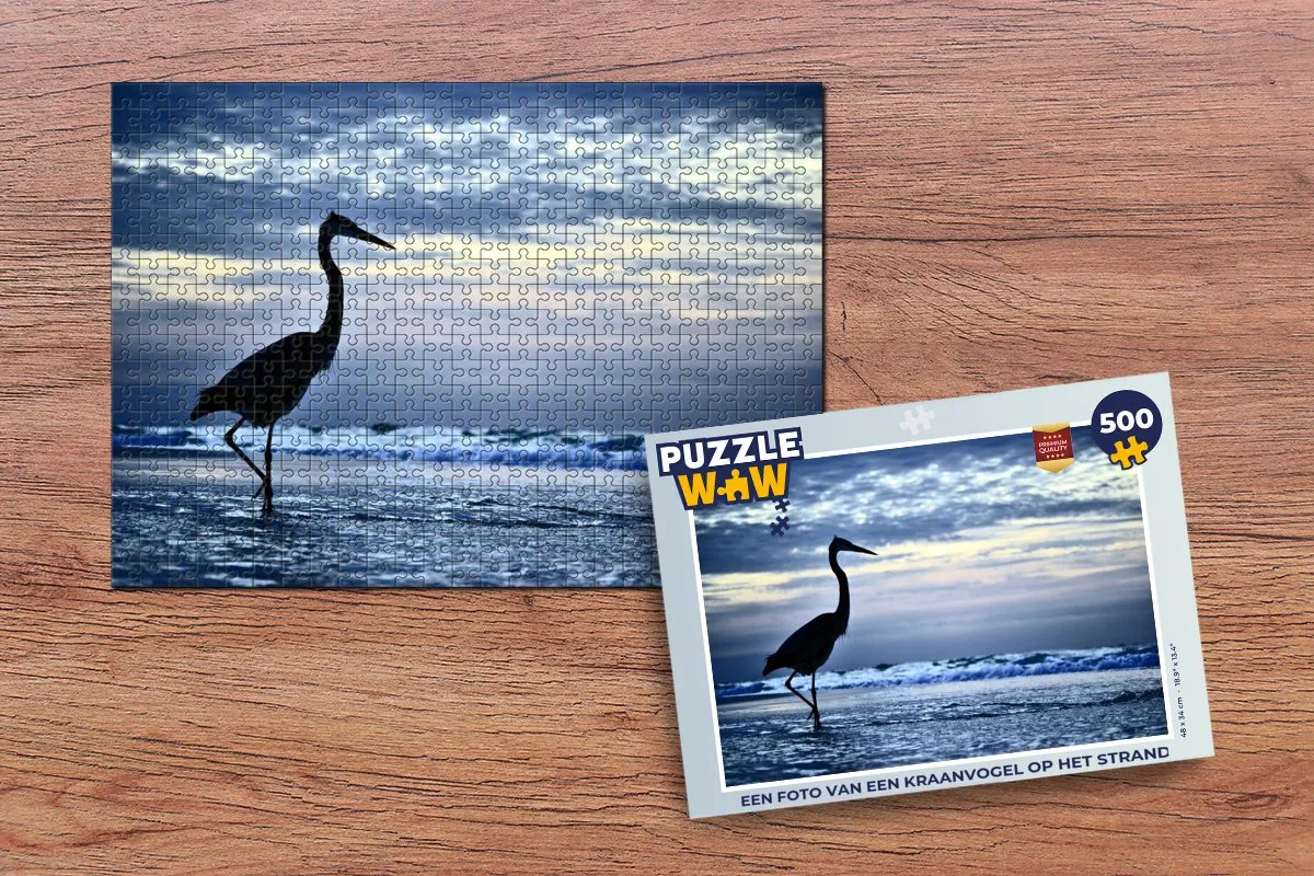 PuzzleWow Kraanvogel Strand Legpuzzel 500 Stuks - Multicolor