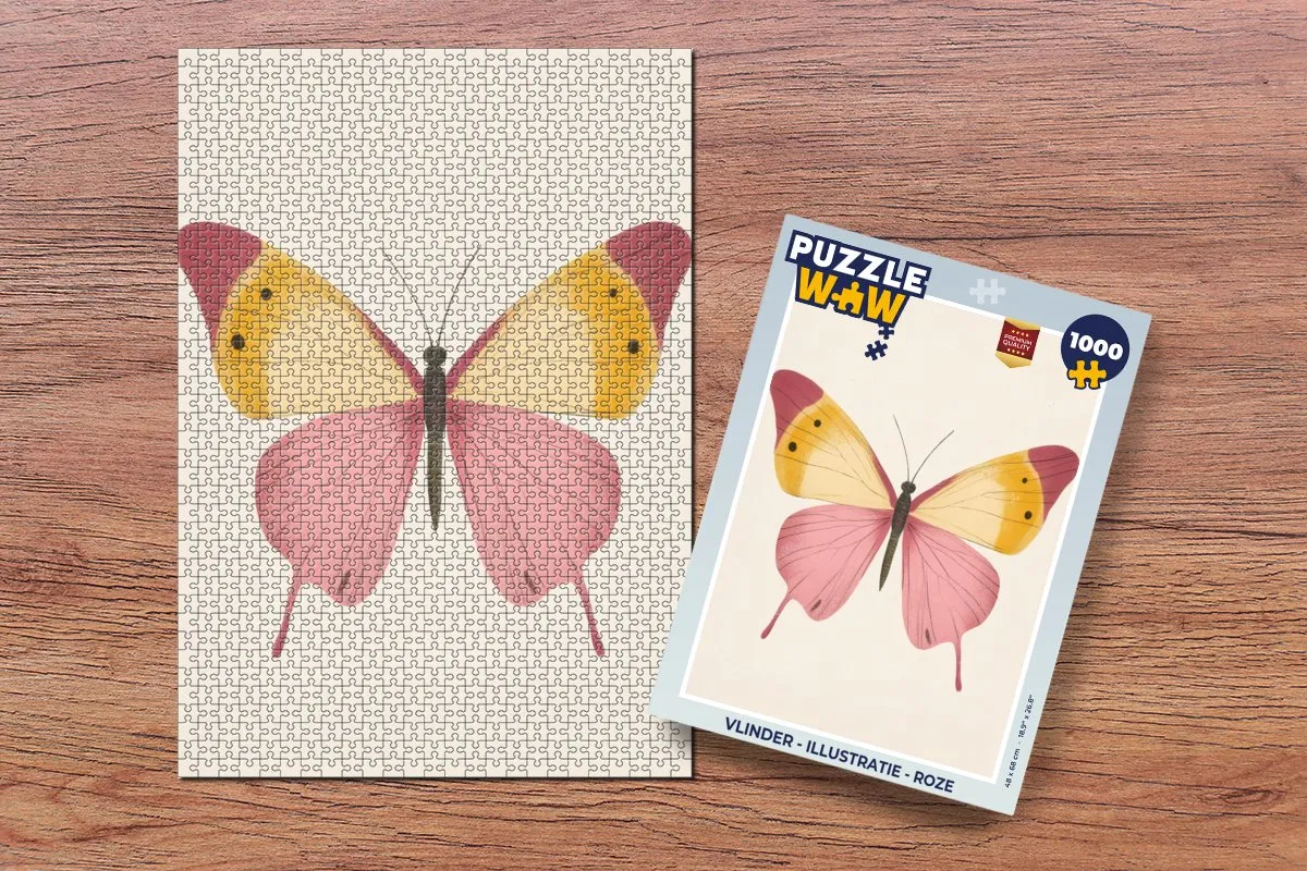 PuzzleWow Vlinder Legpuzzel 1000 Stuks - Roze