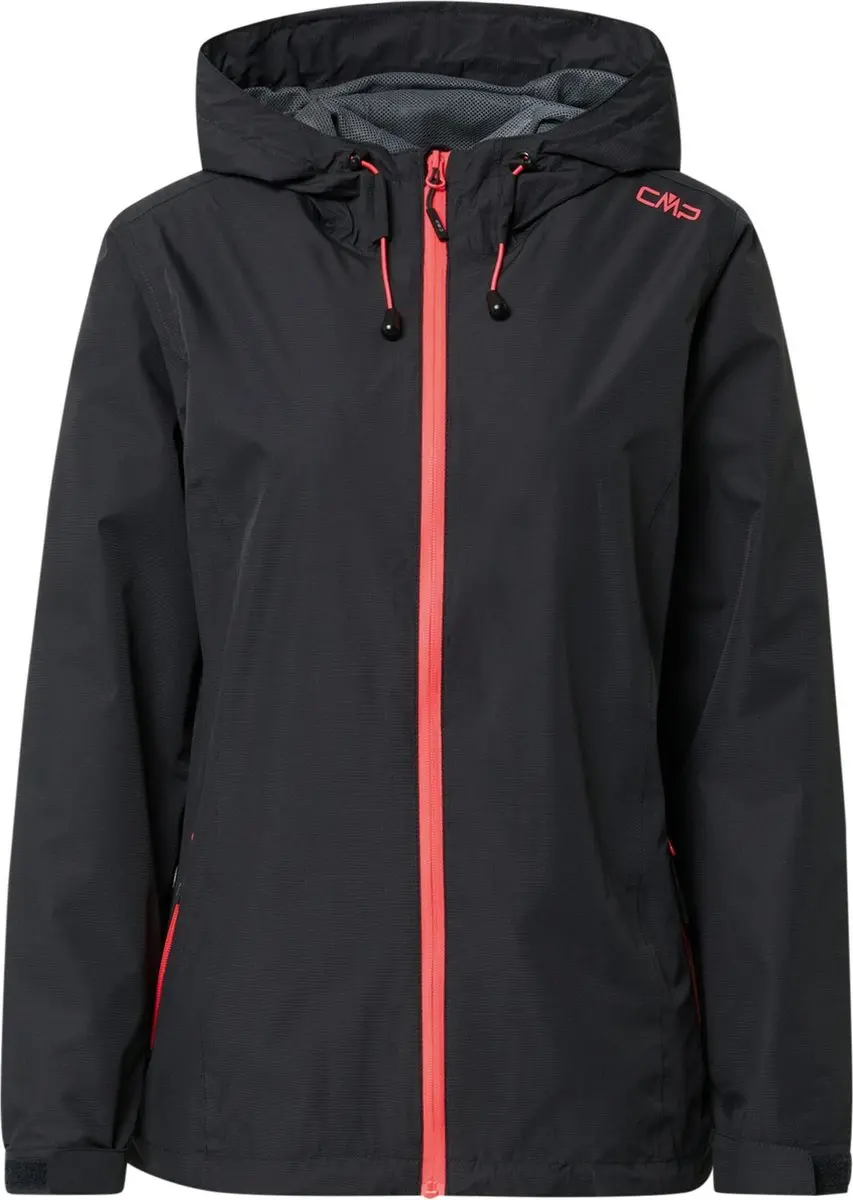 Cmp outdoorjas woman rain fix hood jacket Antraciet-36 (S)