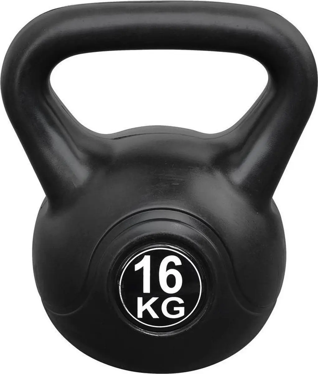 Kettlebell 16 kg voor binnen en buiten Kunststof Zwart
