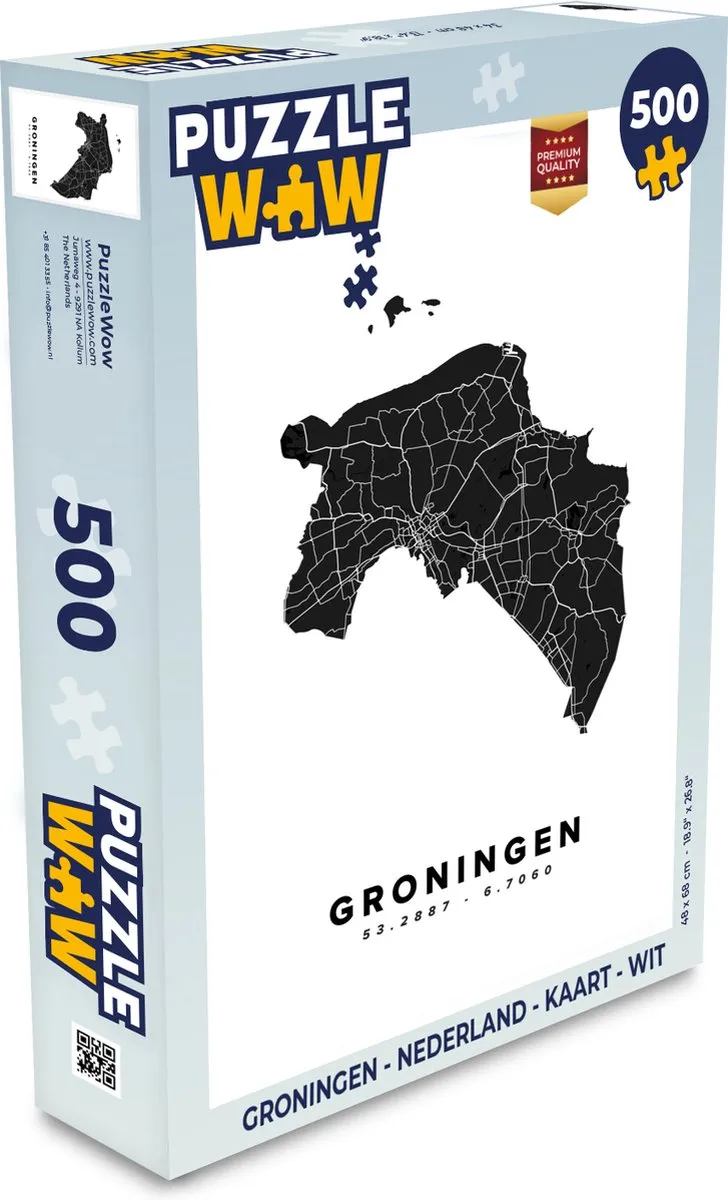 PuzzleWow Groningen Kaart Legpuzzel 500 Stuks