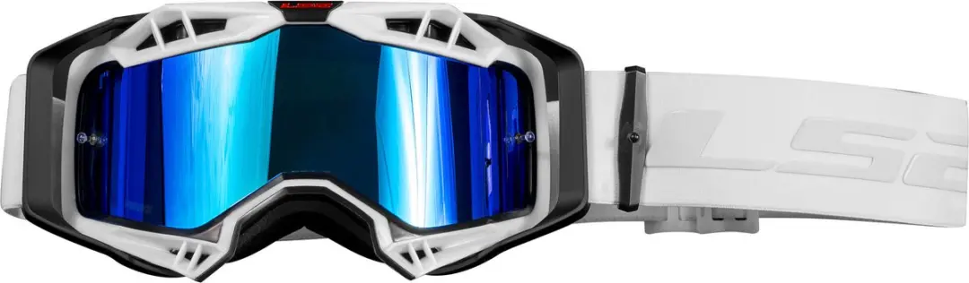 LS2 crossbril Aura Pro wit met blauw iridium vizier