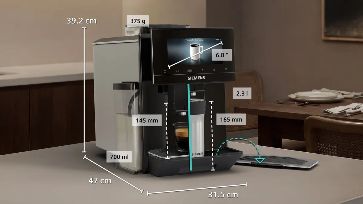 Siemens EQ900 TQ923E09 Volautomatische Koffiemachine - Piano zwart - afbeelding 6 van 6