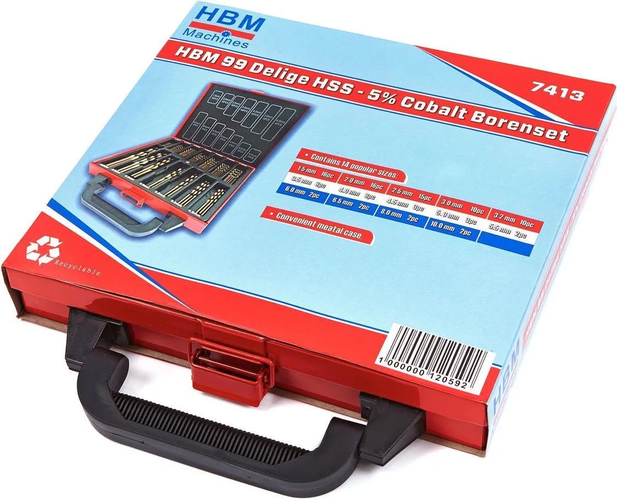 HBM 99-delige HSS 5% Cobalt Borenset - Metaal