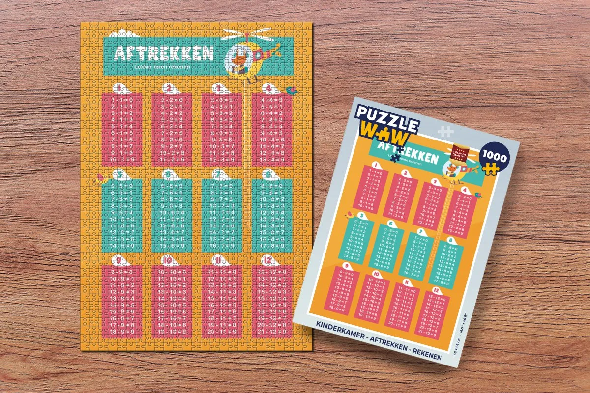 PuzzleWow Rekenpuzzel 1000 Stuks - Multicolor