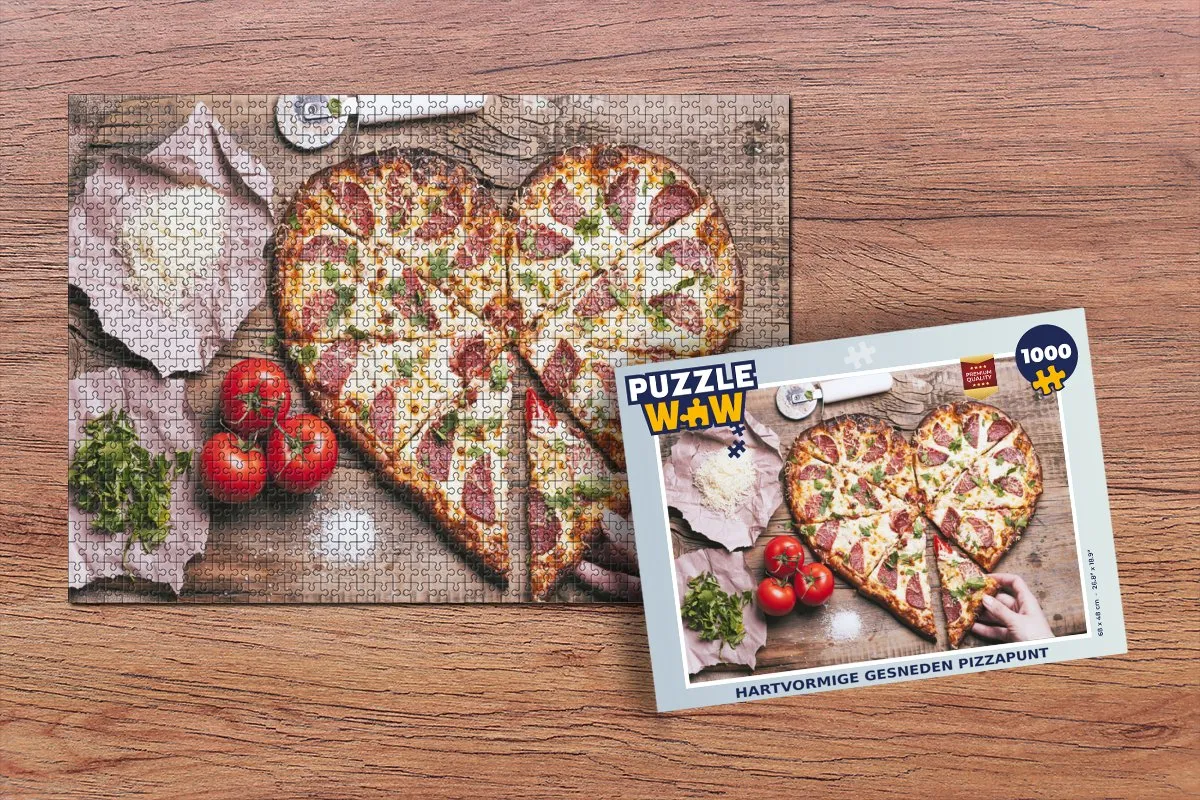 PuzzleWow Hartvormige Pizzapunt Legpuzzel 1000 Stuks - Multicolor