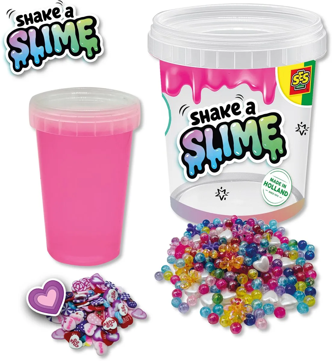 SES Creative Shake a Slime Love Story Neon Roze - 200g