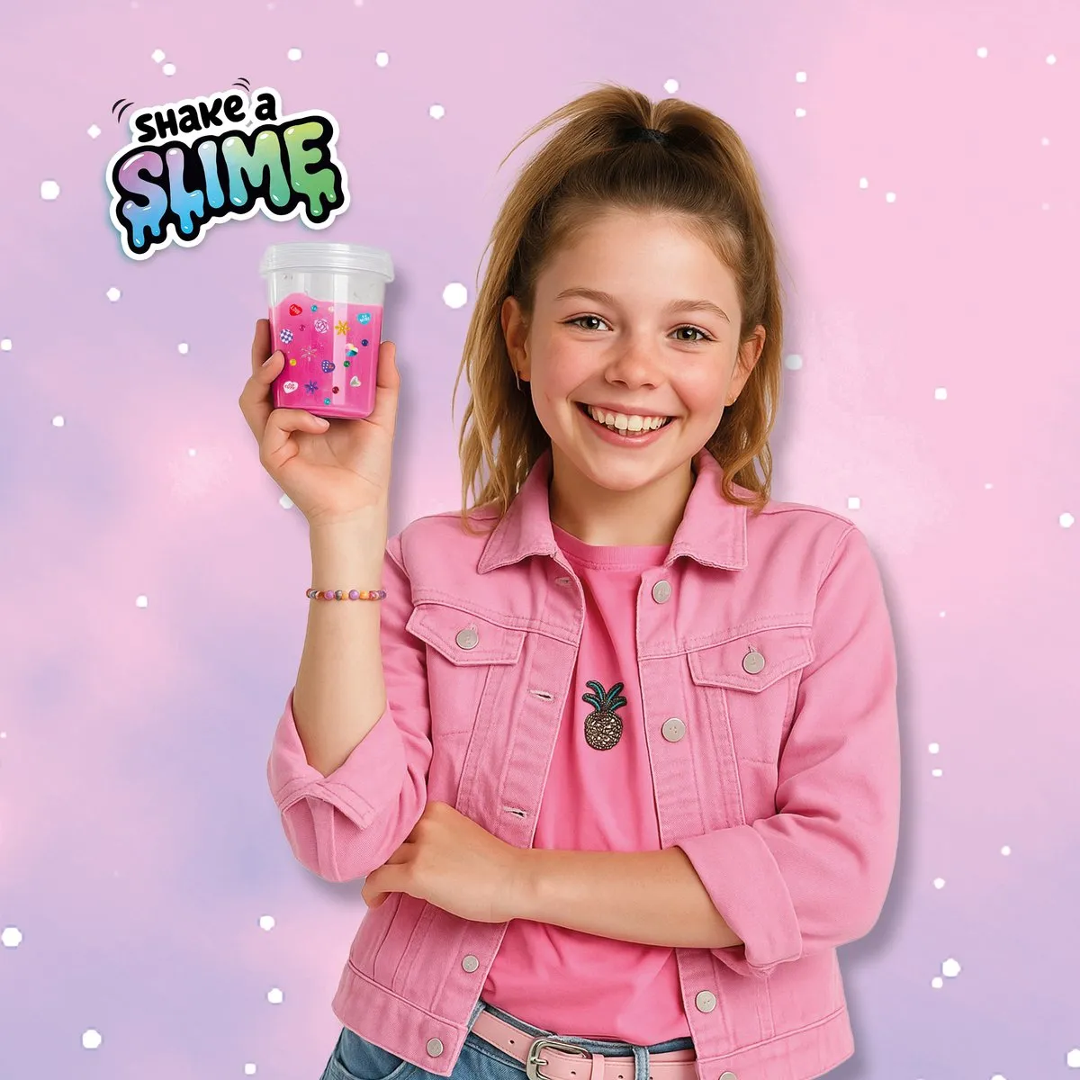 SES Creative Shake a Slime Love Story Neon Roze - 200g