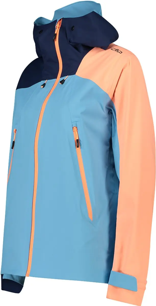 CMP Waterdicht Damesjack met Capuchon - Cielo/Blauw/Oranje - afbeelding 2 van 2