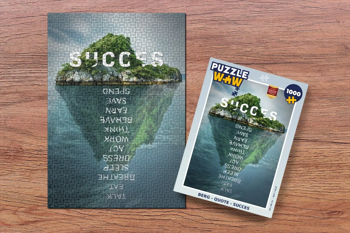 PuzzleWow Quote Succes Legpuzzel 1000 Stuks - Multicolor
