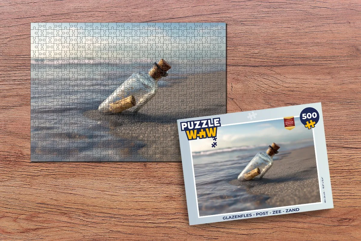 PuzzleWow Glazenfles Post Zee Zand Legpuzzel 500 Stuks