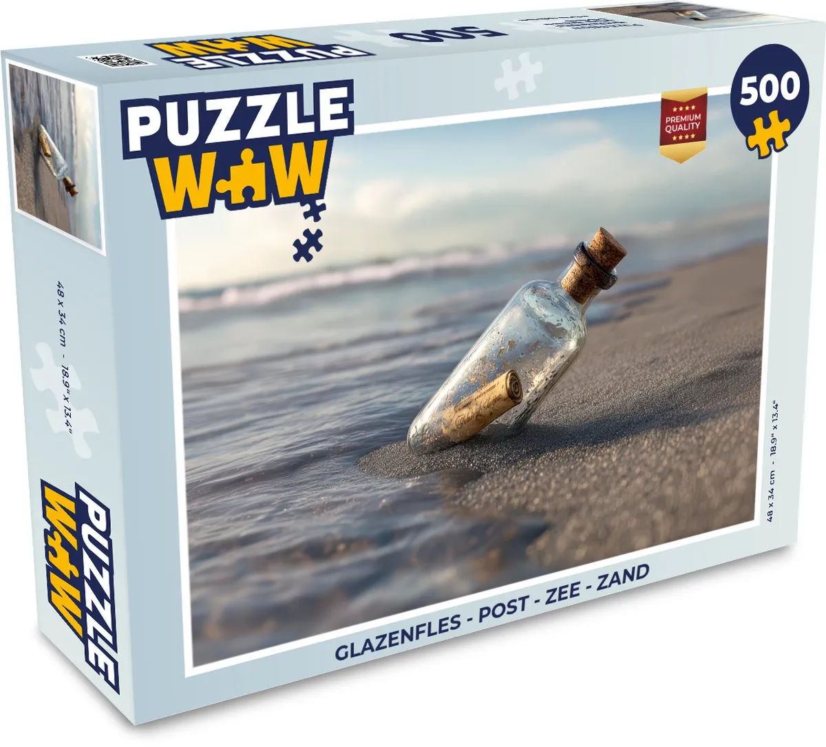 PuzzleWow Glazenfles Post Zee Zand Legpuzzel 500 Stuks